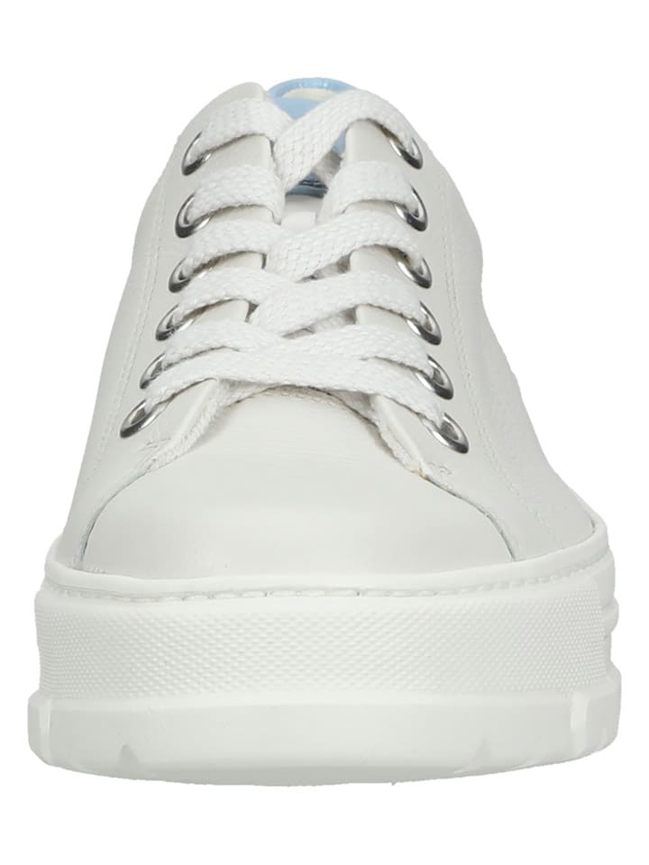 Paul Green Leder-Sneakers in Weiß/ Hellblau günstig kaufen
