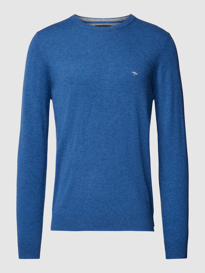 Strickpullover mit Rundhalsausschnitt in blau meliert