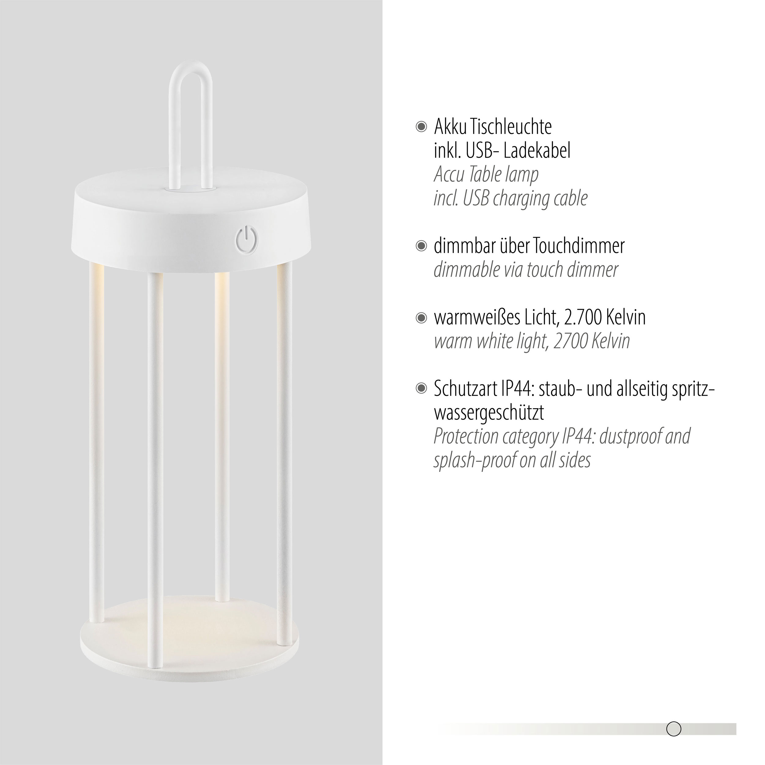 JUST LIGHT.LED-Akku-Tischleuchte 1flg