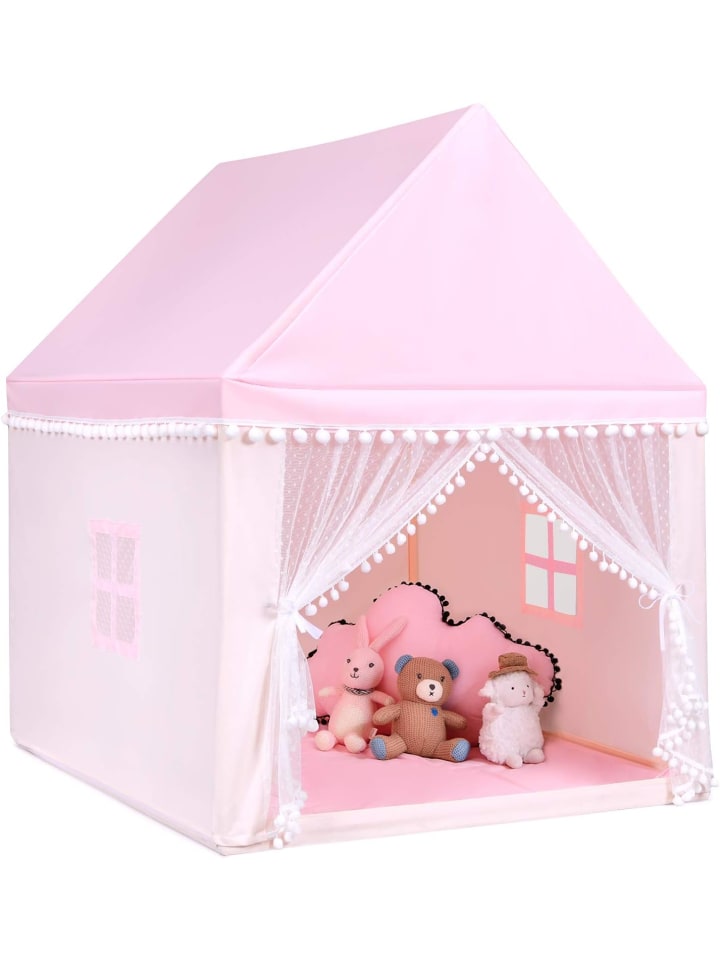 COSTWAY Kinderzelt mit Matte für 3-4 Personen in Rosa günstig kaufen 120 cm