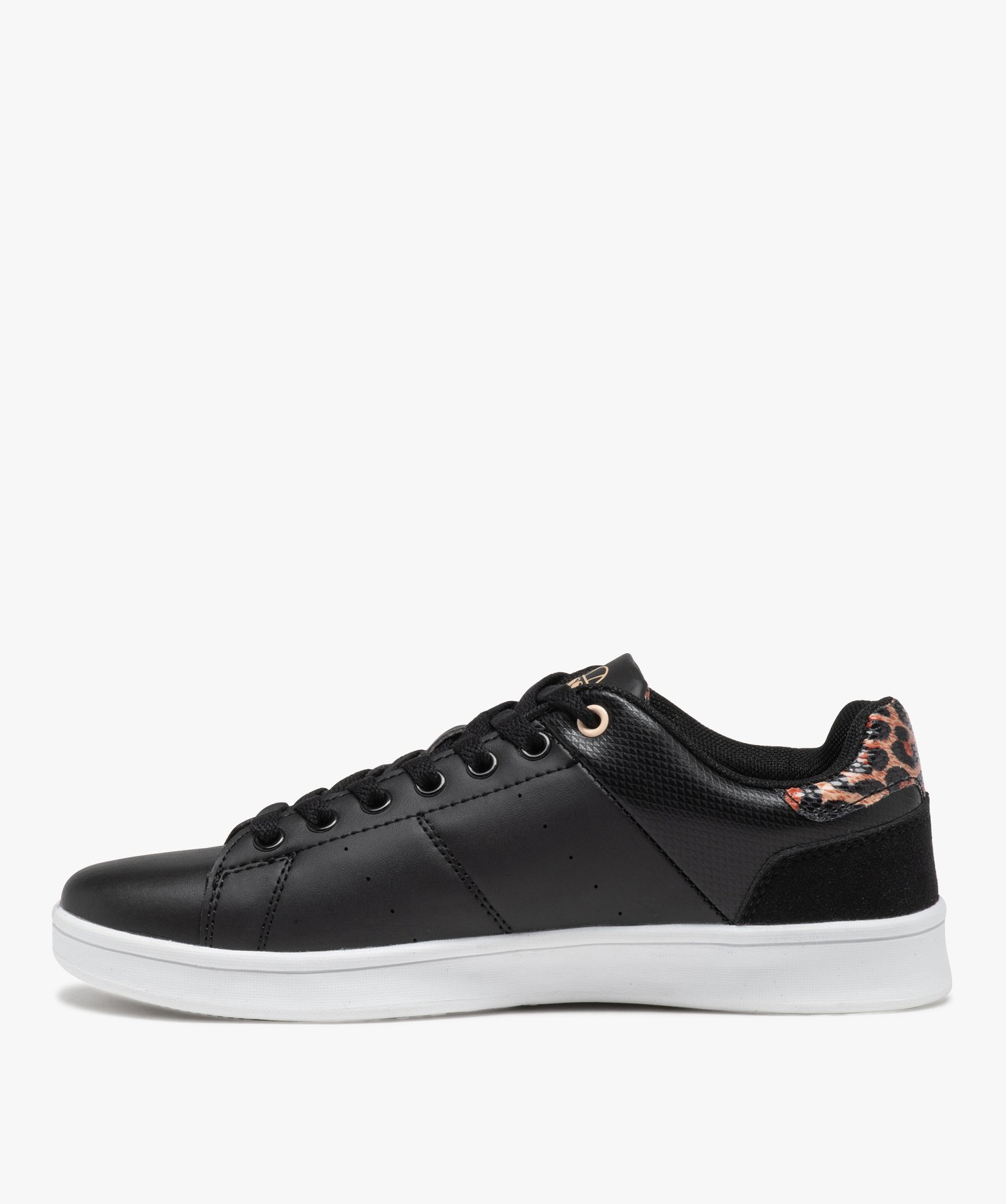 Baskets femme unies à lacets avec détail imprimé jungle -... noir | GEMO