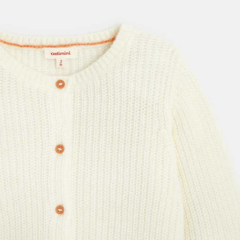 Gilet bébé fille maille tricot crème blanc Catimini