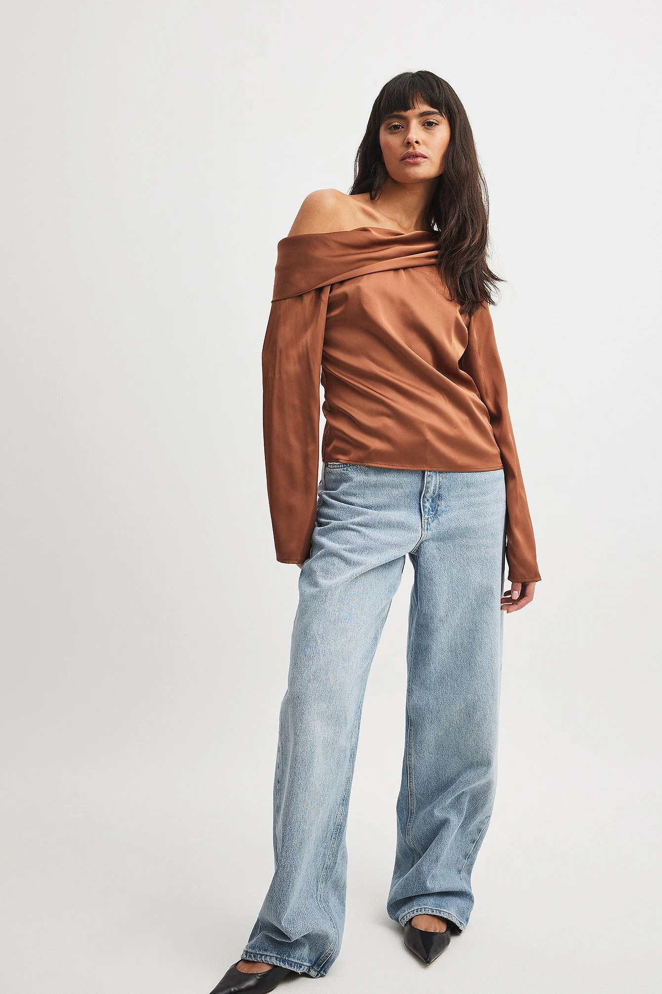 Drapiertes One-Shoulder-Shirt