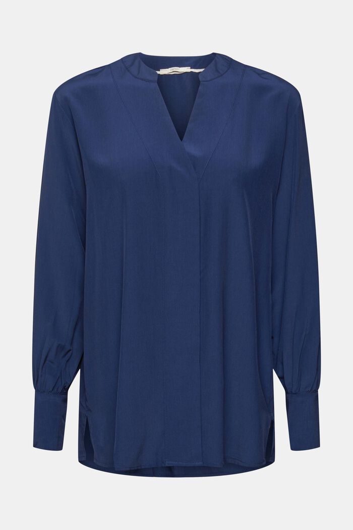 Bluse mit V-Neck, LENZING™ ECOVERO™