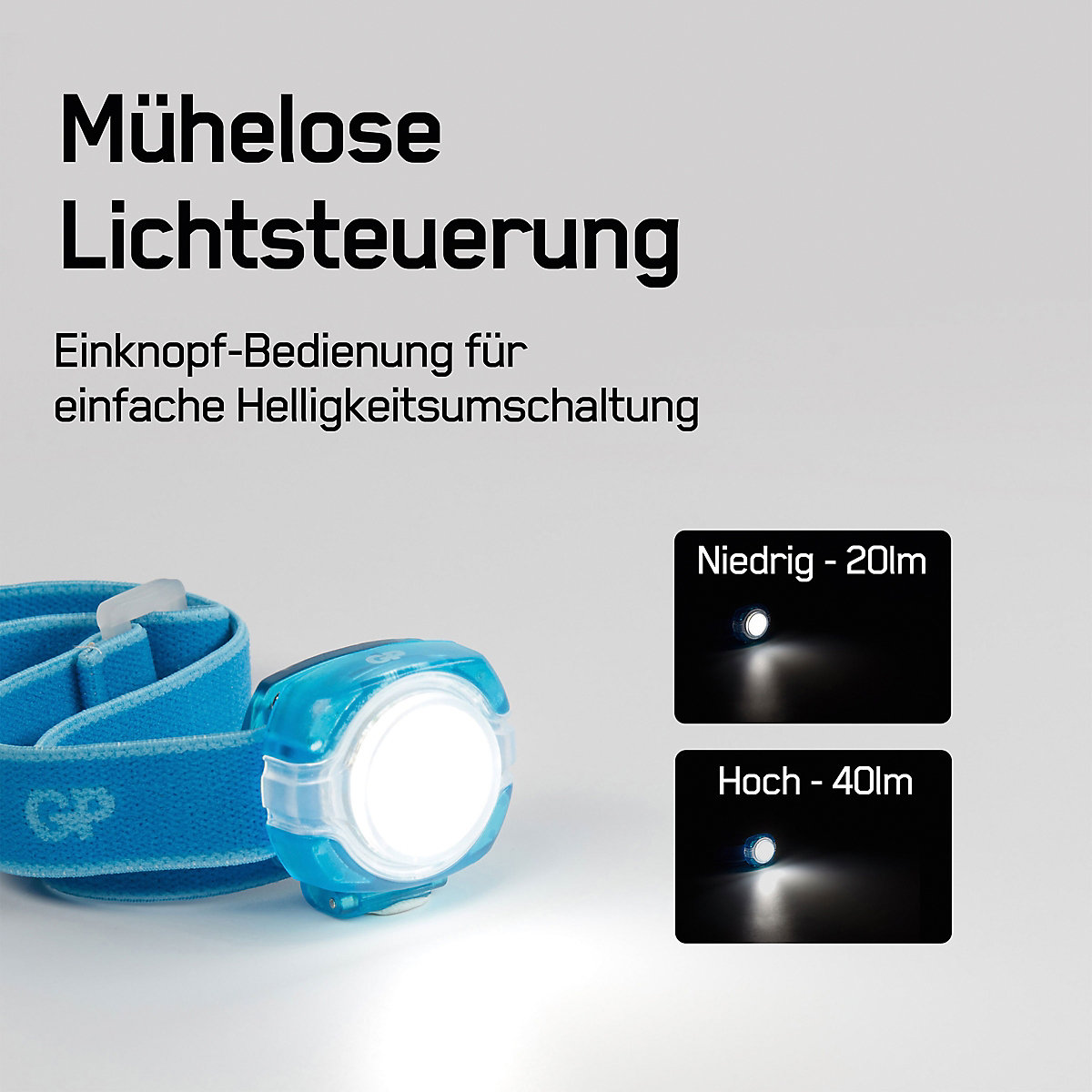 Stirnlampe GP CH31 40lumen 2X CR2025 Blau