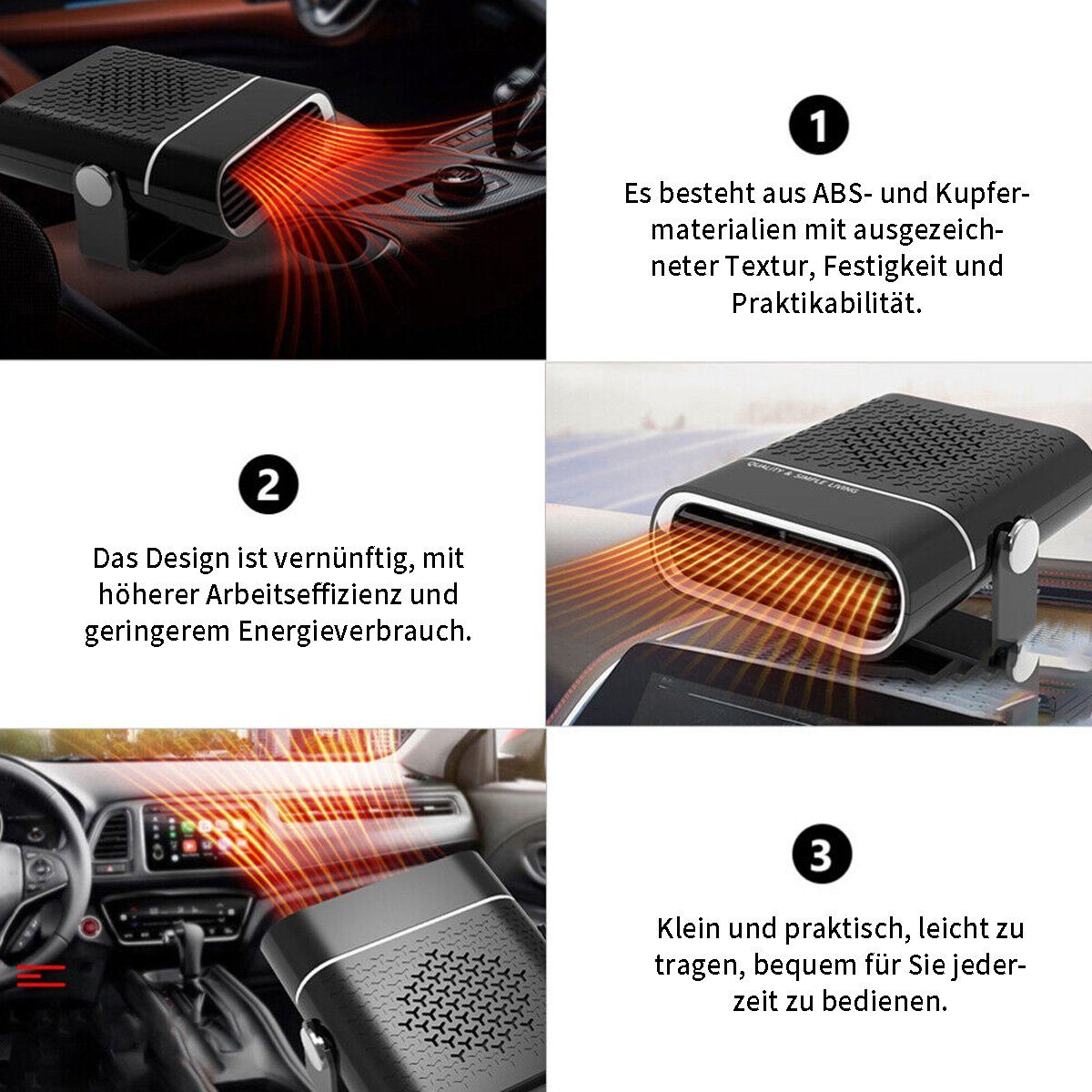 Yoyaxi Heizgerät USB 12V Autoheizung Fahrzeug-Defroster, Universelle tragbare Auto-Heizlüfter