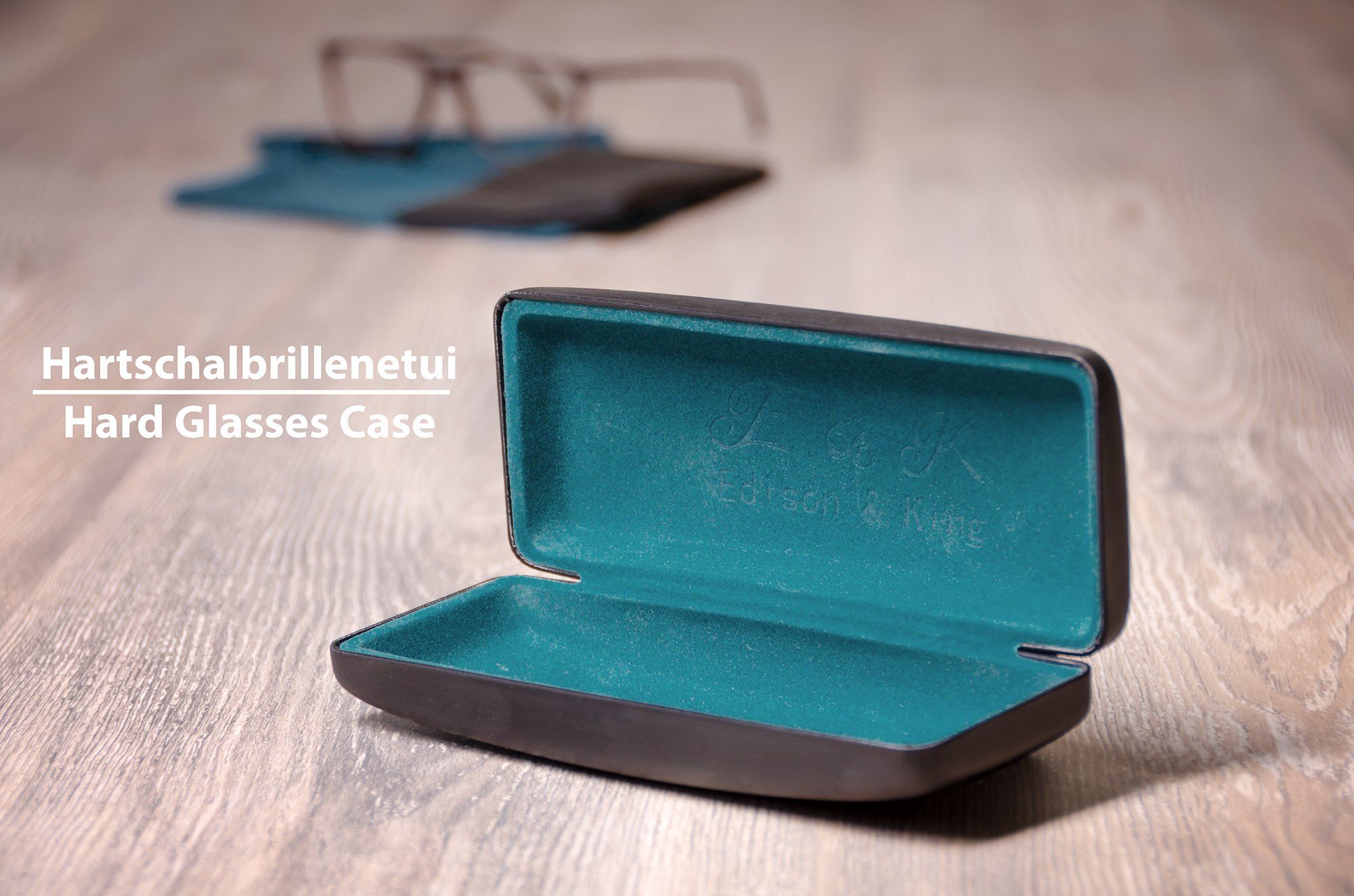 Edison & King Brillenetui Brillenetui-Set mit Brillenputztuch, Hartschalenetui, Einstecketui, Pouch & Putztuch
