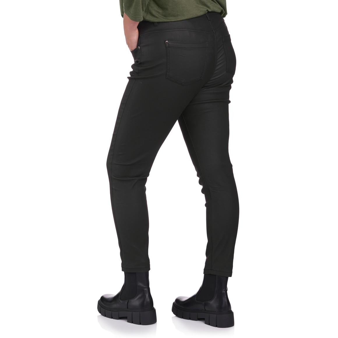 Damen Slim-Jeans in Leder-Optik