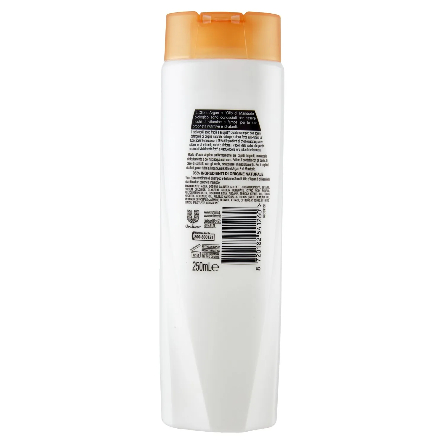 Ricarica naturale Shampoo Olio d'Argan e di Mandorle per Capelli Fragili 250 mL