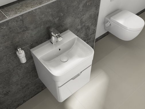 Aqua Bagno Badmöbel-Set Aqua Bagno Bad-Set Piccolo Gäste-WC-Set Gästebad, (2-St)