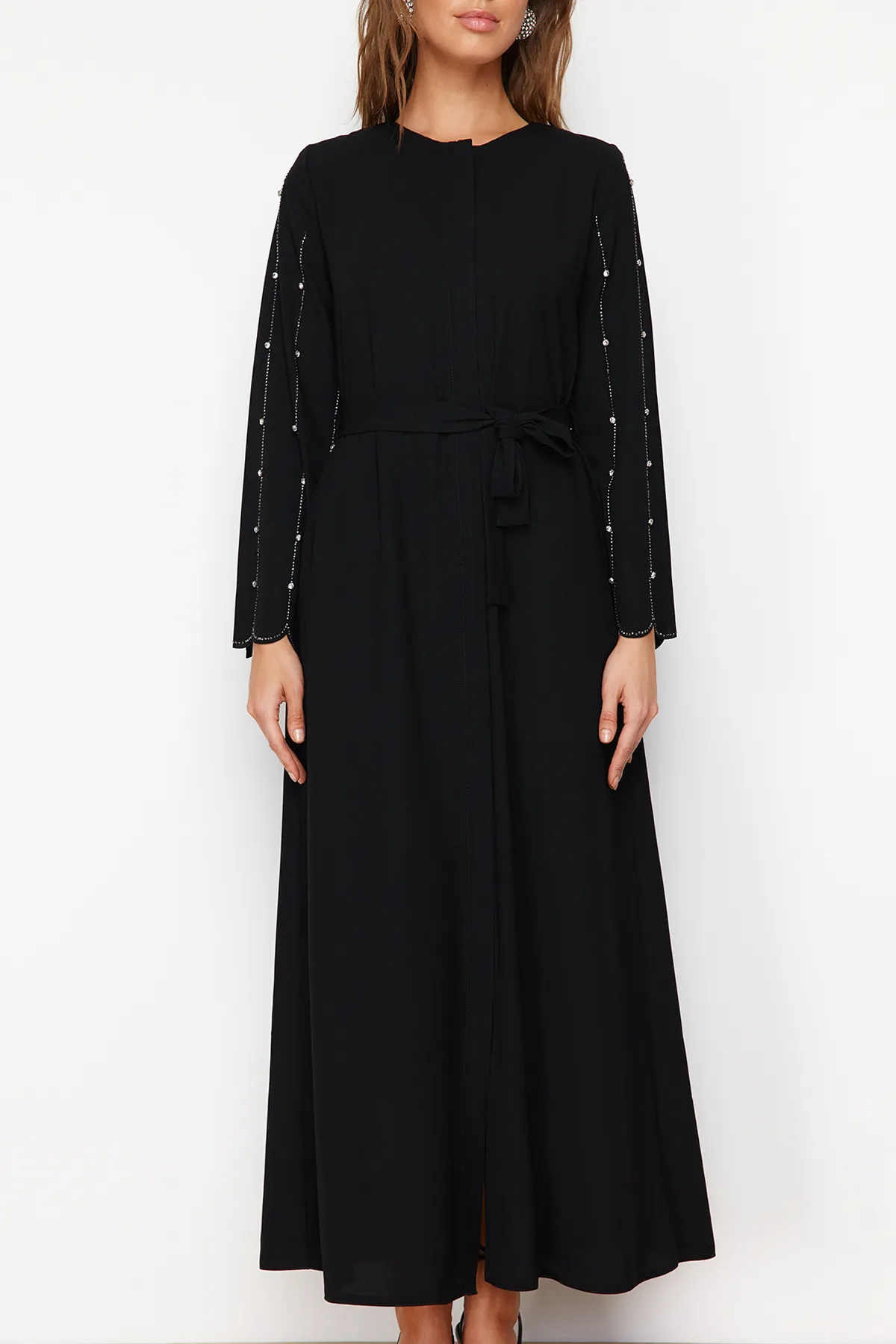 Trendyol Modest  Schwarzes Stein-Accessoire, gewebte Kappe & Ferace & Abaya TCTSS24KF00019