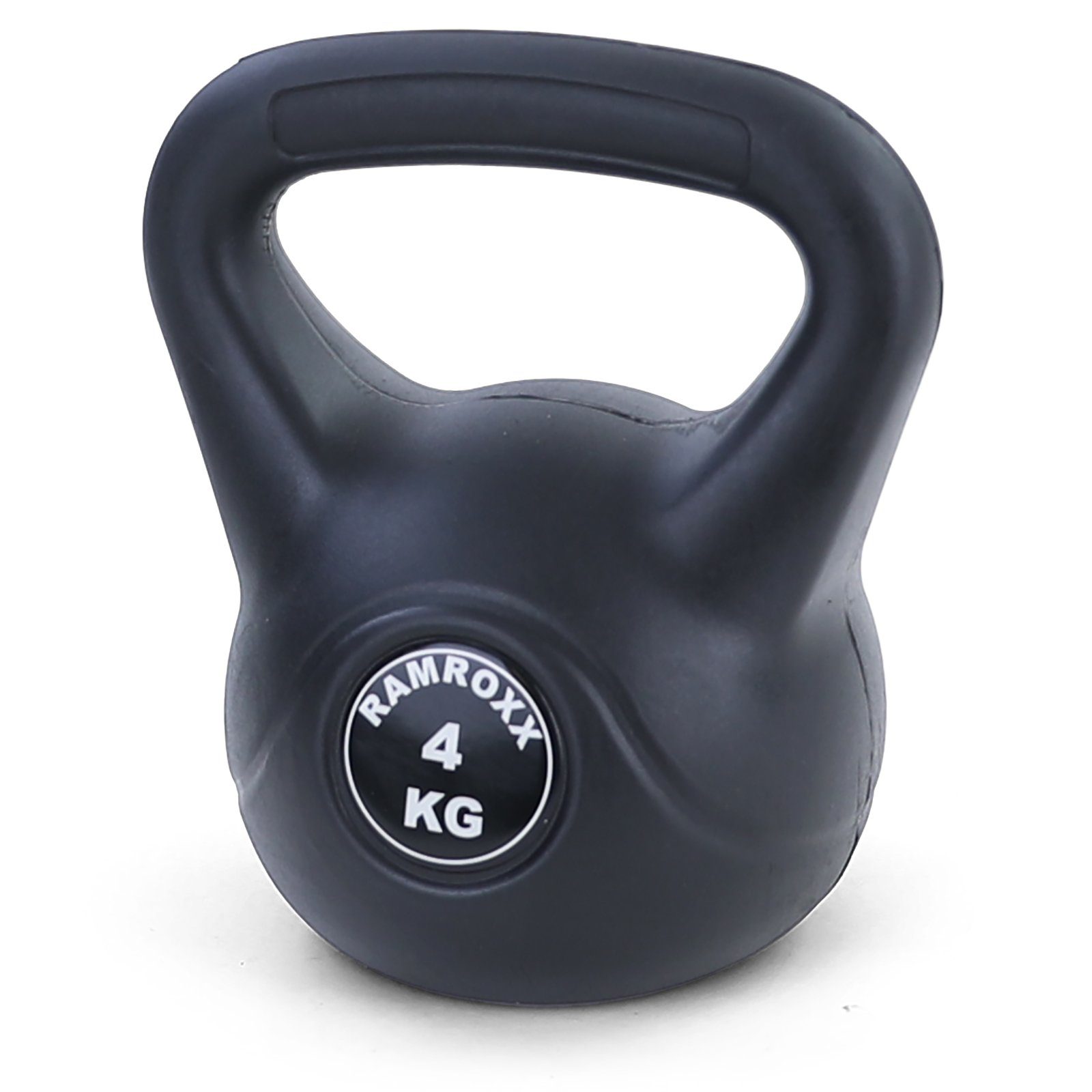 RAMROXX Kettlebell 4 kg Profi Kettlebell Kugelhantel Schwunghantel Schwarz, Durch die PE Ummantelung besonders bodenschonend