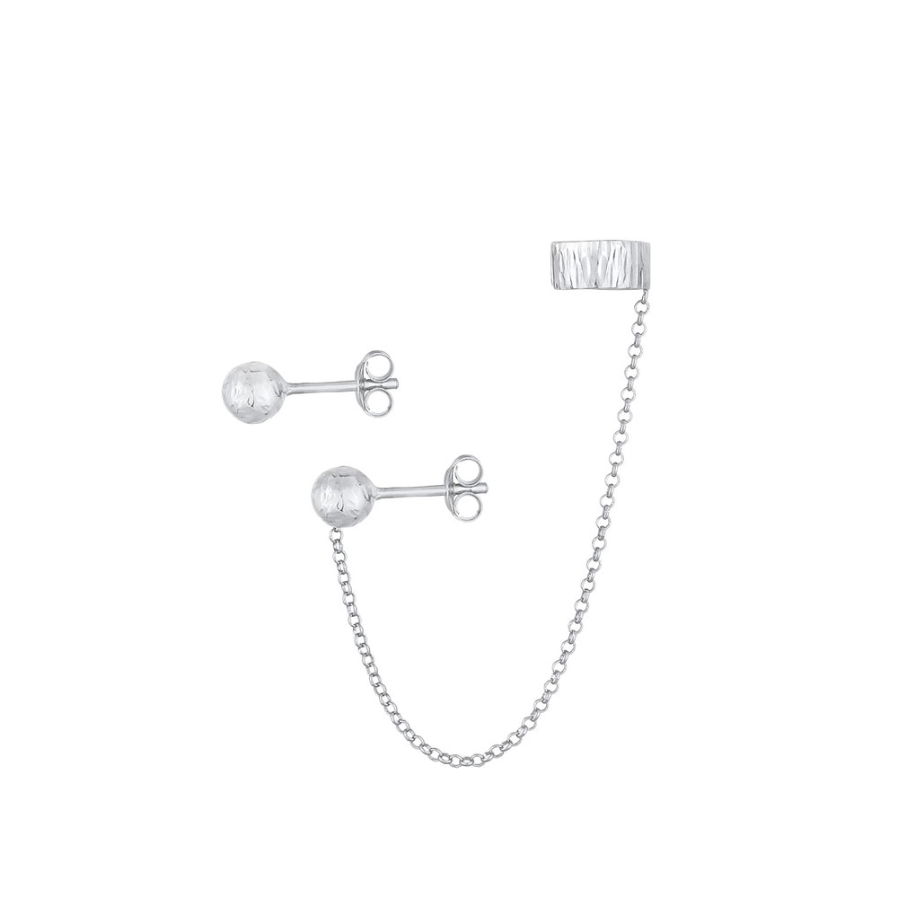 Elli Elli Boucles d'Oreilles Balle Trend Asymétrique Boucles d'Oreilles Femme - Argent Boucles d'oreilles