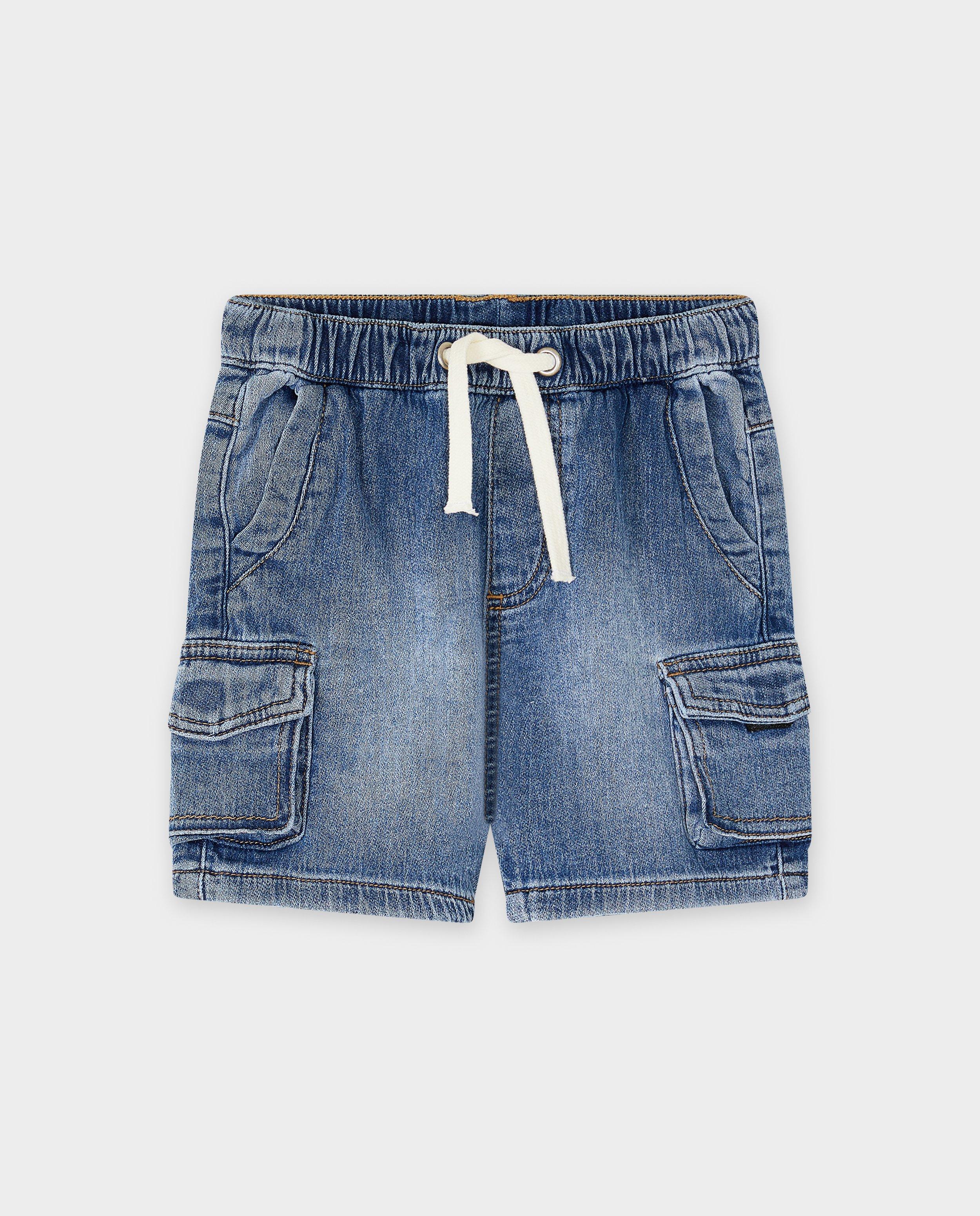 Minymo Jeansshorts med tvättad look mörkblå