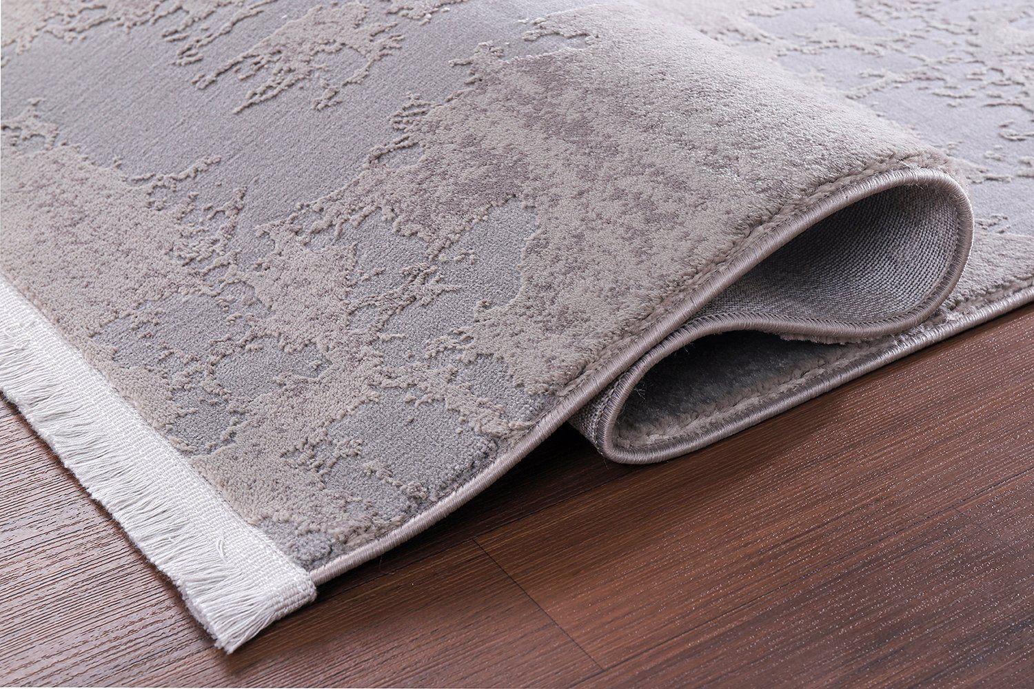 Designteppich Teppich Wohnzimmer Designer Teppich abstrakte modern Grau-Grau, Carpetilla, Rechtekig, Höhe: 13 mm, Wohnzimmer, Esszimmer, Schlafezimmer, Kinderzimmer