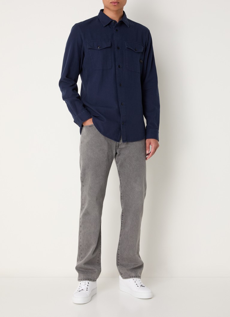 Cămașă G-Star RAW bleumarin slim fit, cu buzunare la piept.