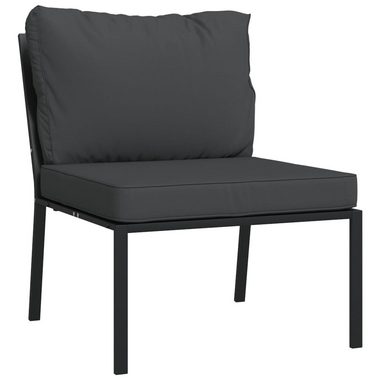 vidaXL Loungesofa Gartenstühle mit Grauen Kissen 2 Stk. 60x74x79 cm Stahl, 2 Teile