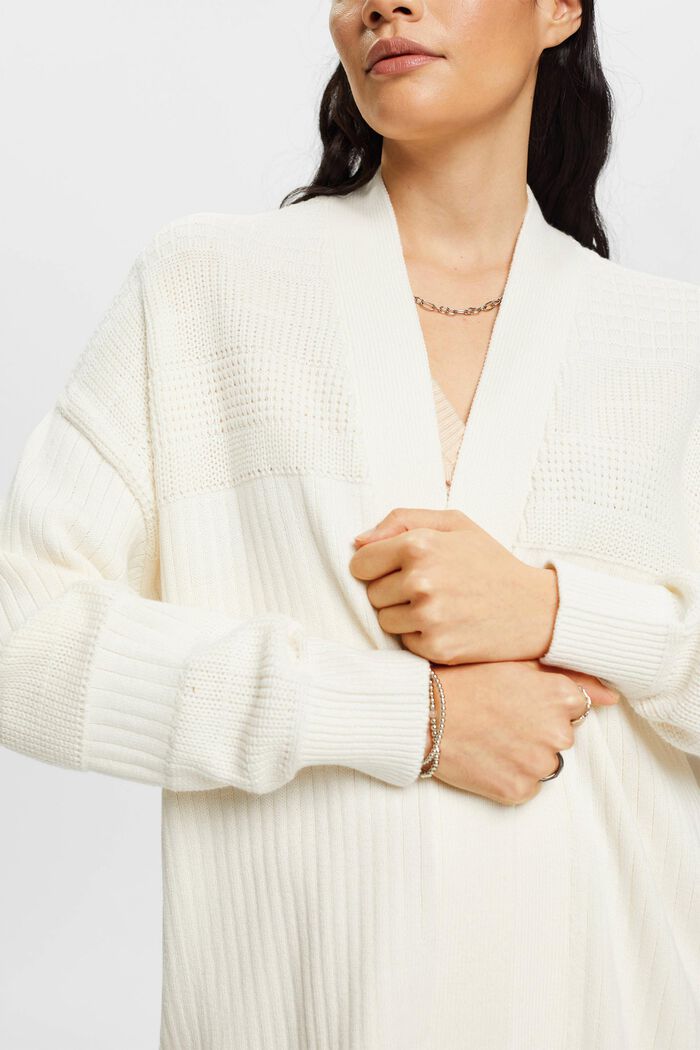 Offener Cardigan aus Rippstrickmix