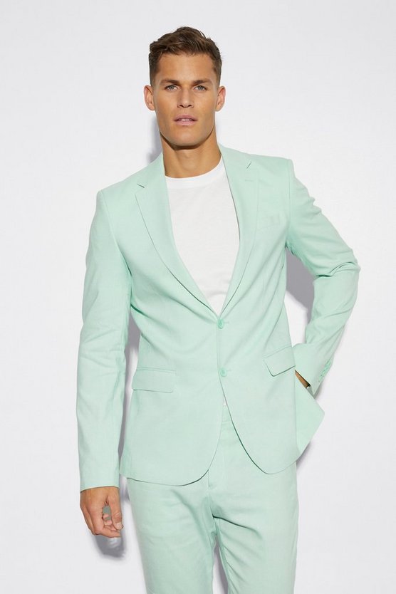 Tall einreihige Slim-Fit Leinen Anzugjacke