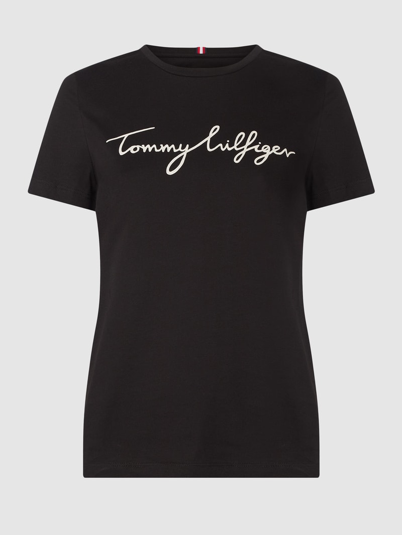 T-Shirt aus Baumwolle mit Logo-Print in schwarz