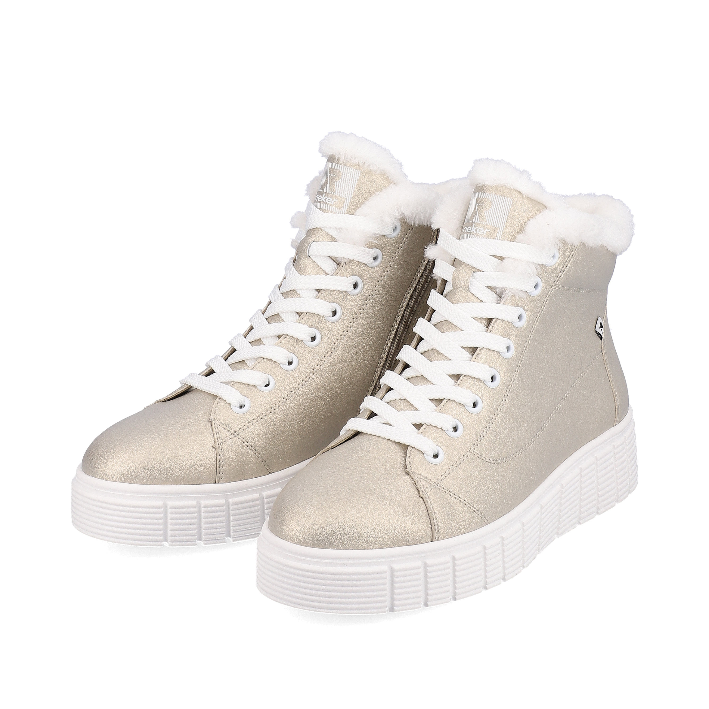 Rieker Damen Sneaker High glittery-gold frost-white