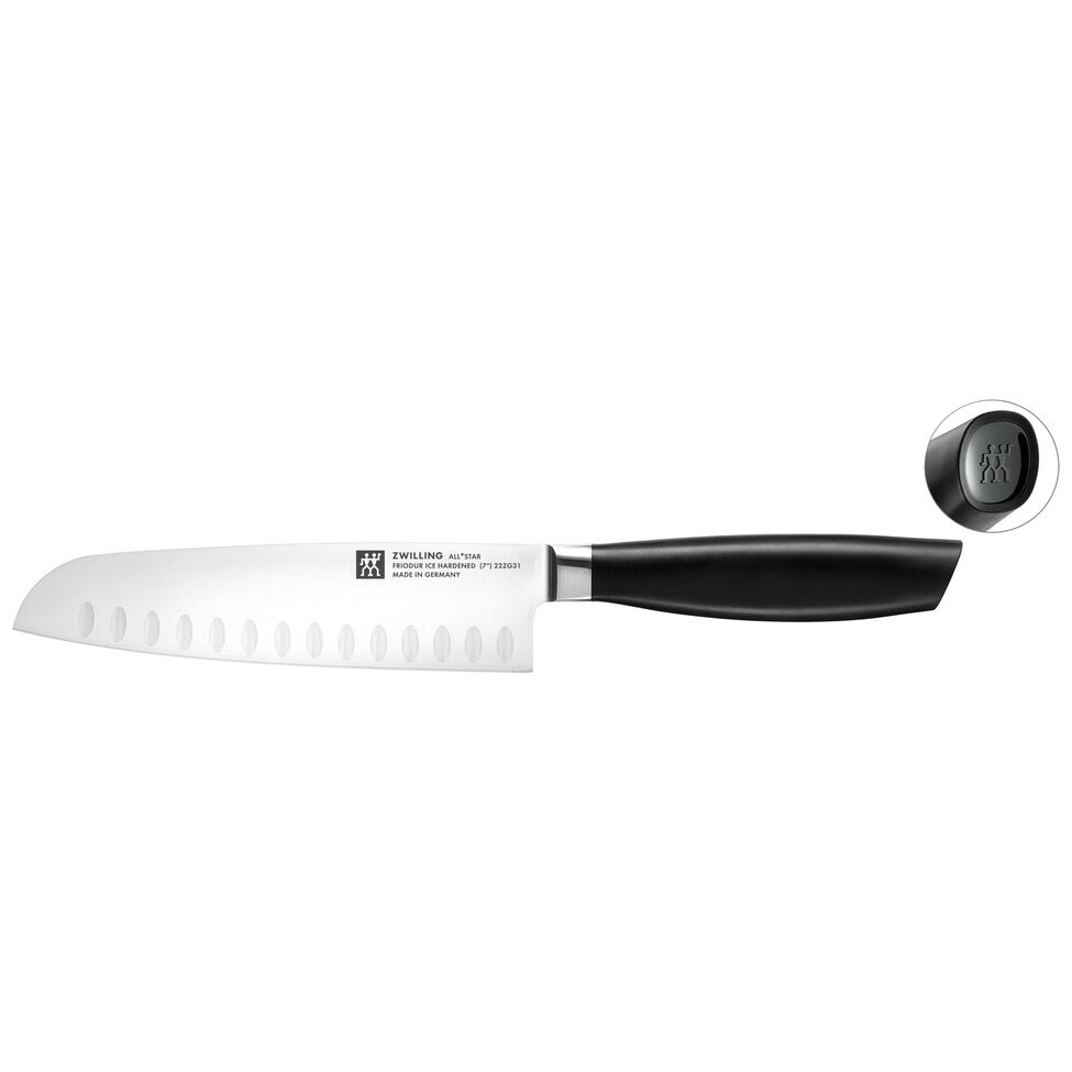 Santokumesser 18 cm, Schwarz