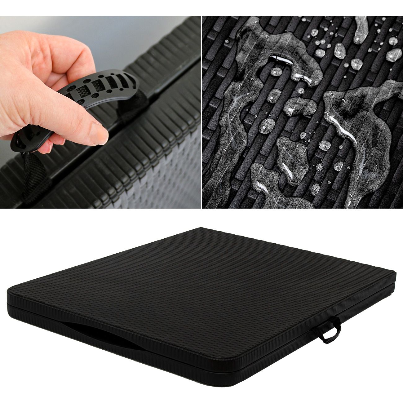 AMANKA 180x74 schwarze Gartentisch mit 4 Stühlen