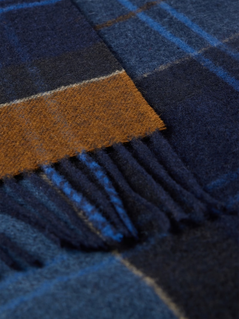 Schal aus Wolle mit Tartan-Muster Modell 'Inverness' in dunkelblau