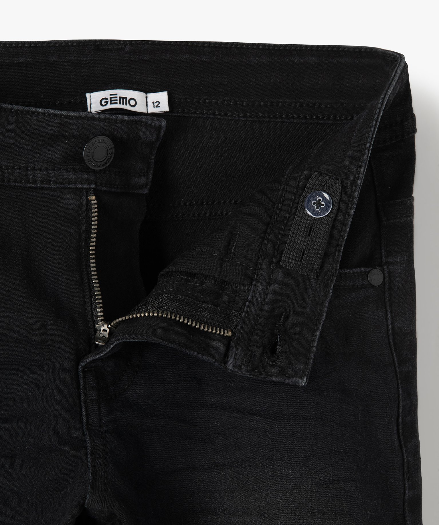 Jean Garçon ultra skinny stretch avec plis aux hanches noir | GEMO