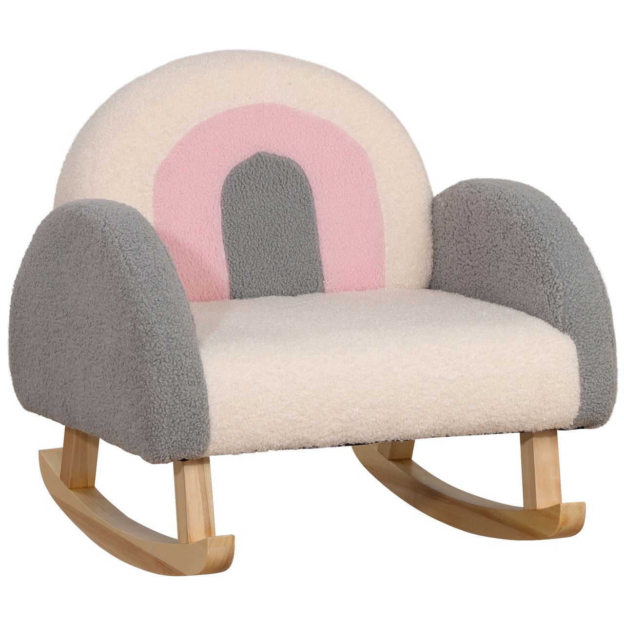 HOMCOM Kindersofa Schaukelstuhl für Kleinkinder Kindercouch Eukalyptusholz Grau