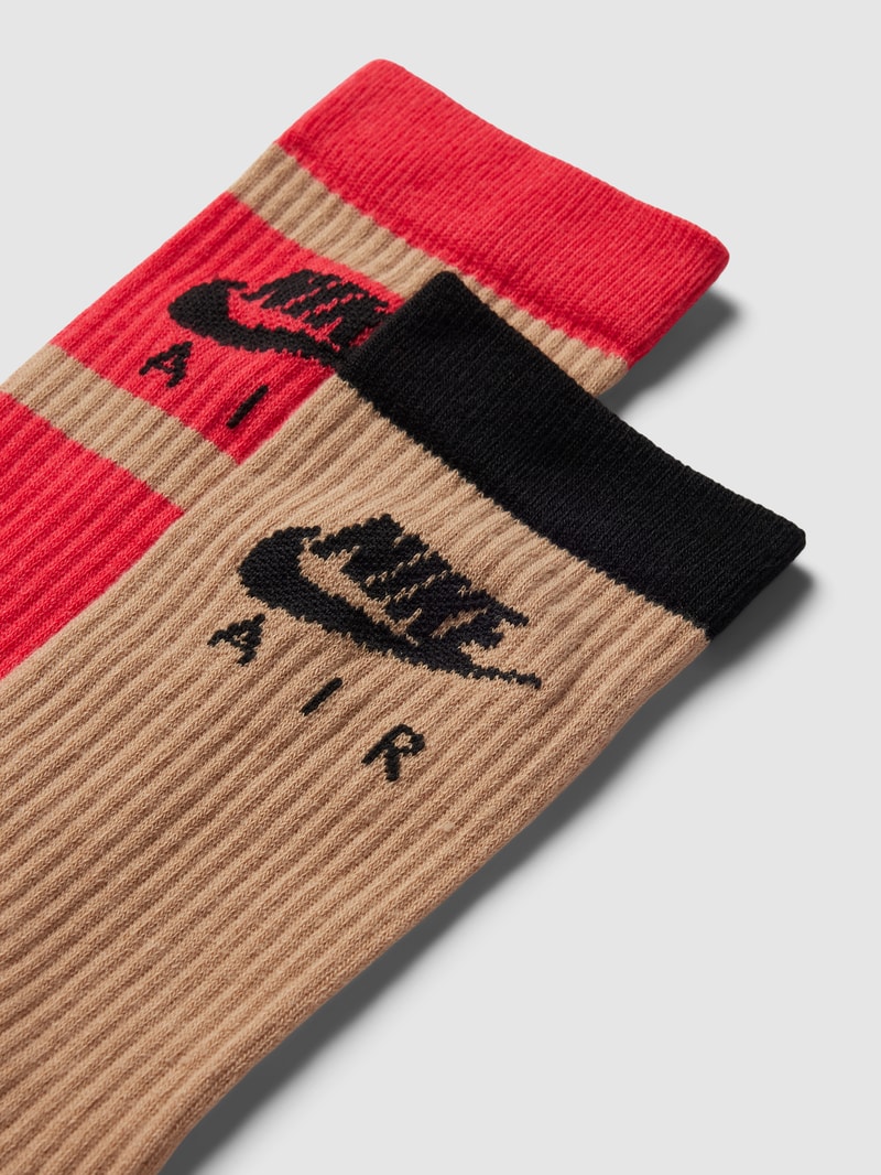 Socken mit Label-Schriftzug im 2er-Pack in camel