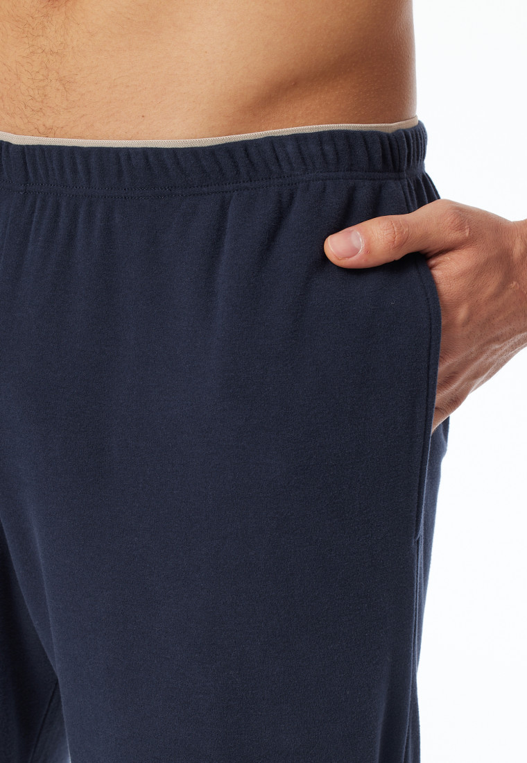 Schlafanzug lang Interlock Polokragen nachtblau - Selected Premium Warming