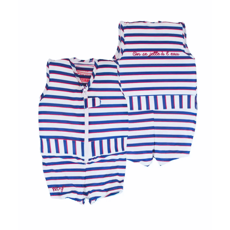 Maillot de bain flottant : Marinière Blanc