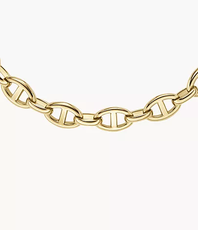 Fossil Ankerkette Heritage D-Link Edelstahl goldfarben