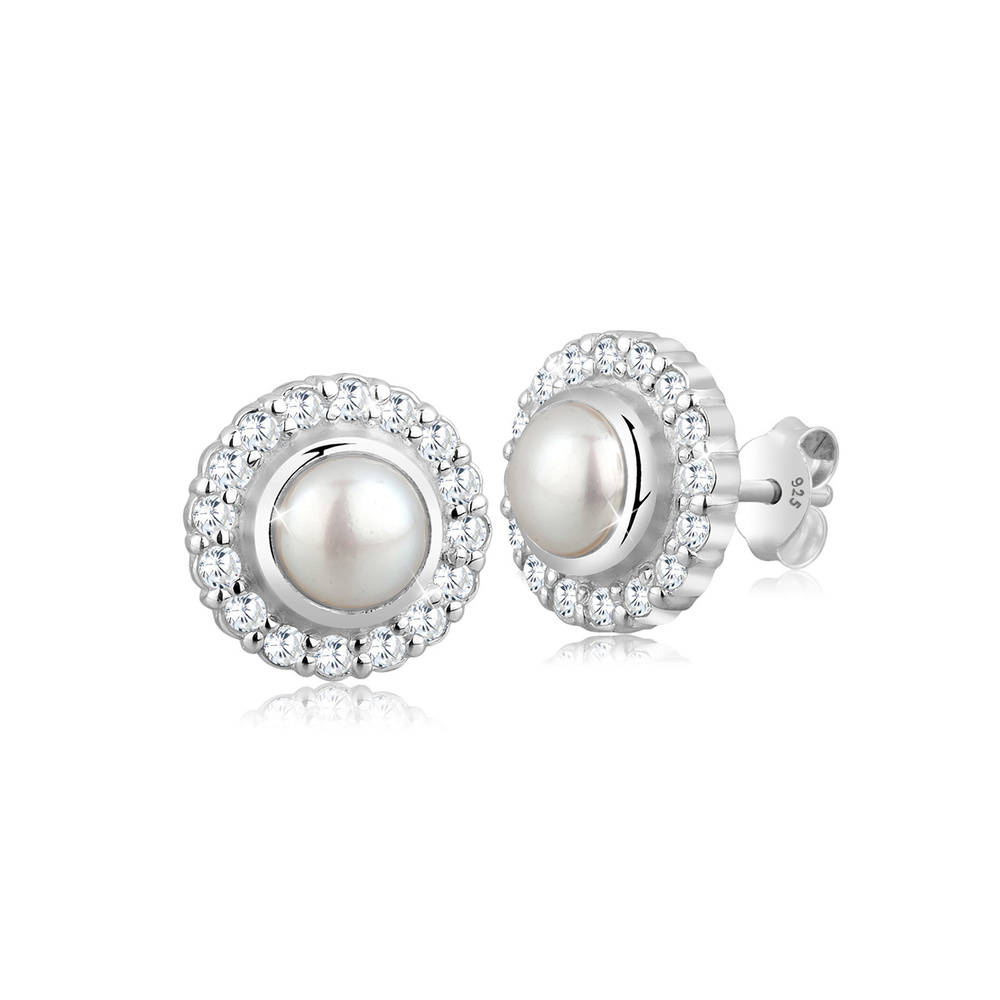 Elli Elli Boucles d'Oreilles Süwasserzuchtperle Zirkonia 925 Sterling Silber Boucles d'oreilles