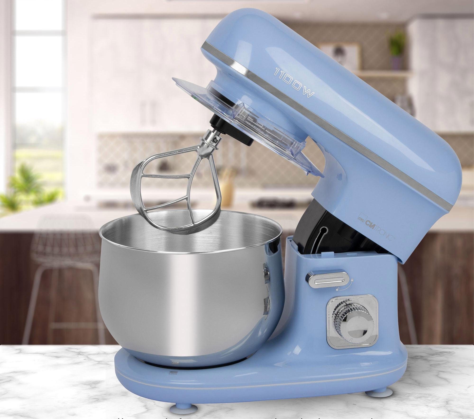 CLATRONIC Küchenmaschine KM 3711 blau, 1100 W, 5 l Schüssel