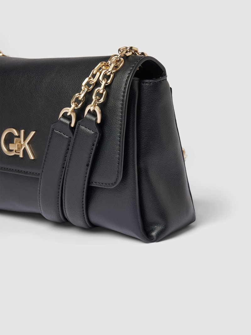 Handtasche mit Label-Applikation Modell 'RE-LOCK' in schwarz