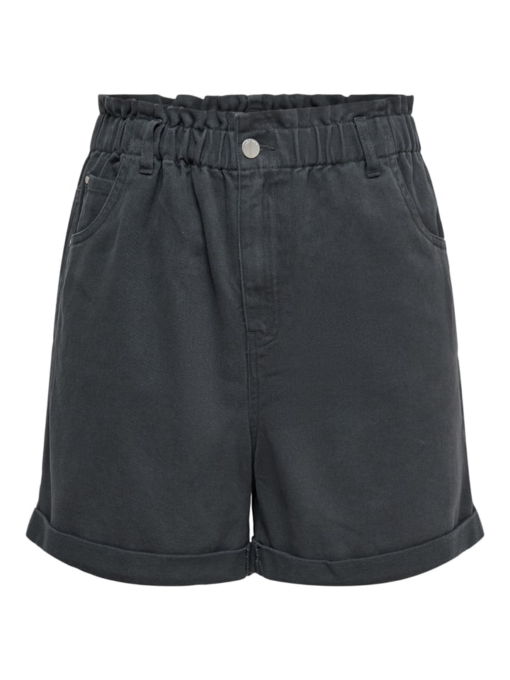 JACQUELINE de YONG Lässige Jeans Shorts Kurze Paperbag Bermuda Hose in Grau günstig kaufen