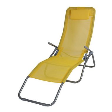 Spetebo Gartenliege Gesundheitsliege mit Kopfkissen - 190 cm / gelb