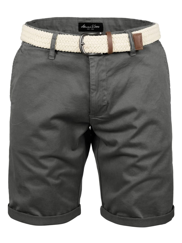 Amaci&Sons Chinoshort inkl. Gürtel BERWYN in Dunkelgrau günstig kaufen