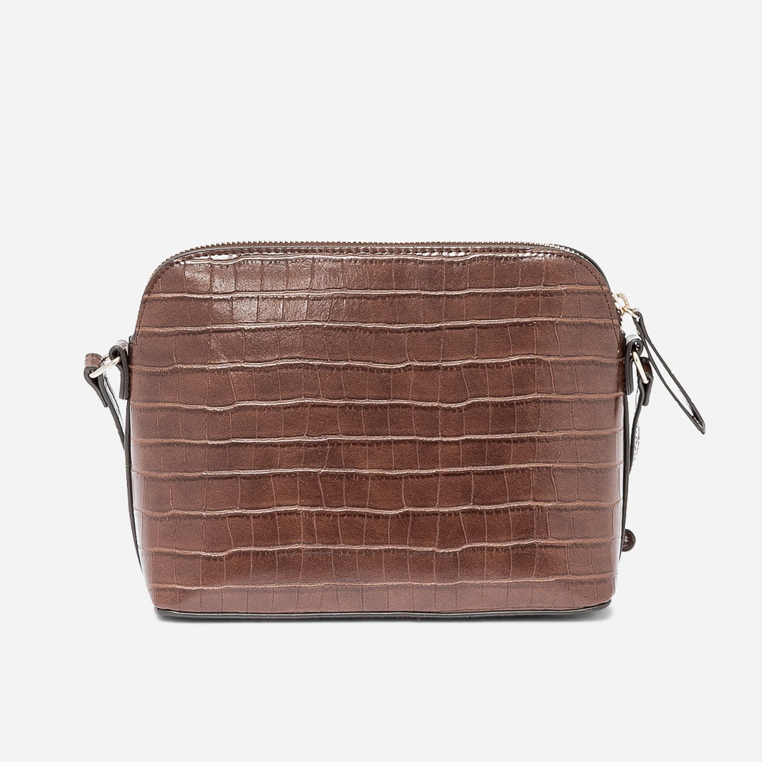 Sac bandoulière marron embossé effet croco
