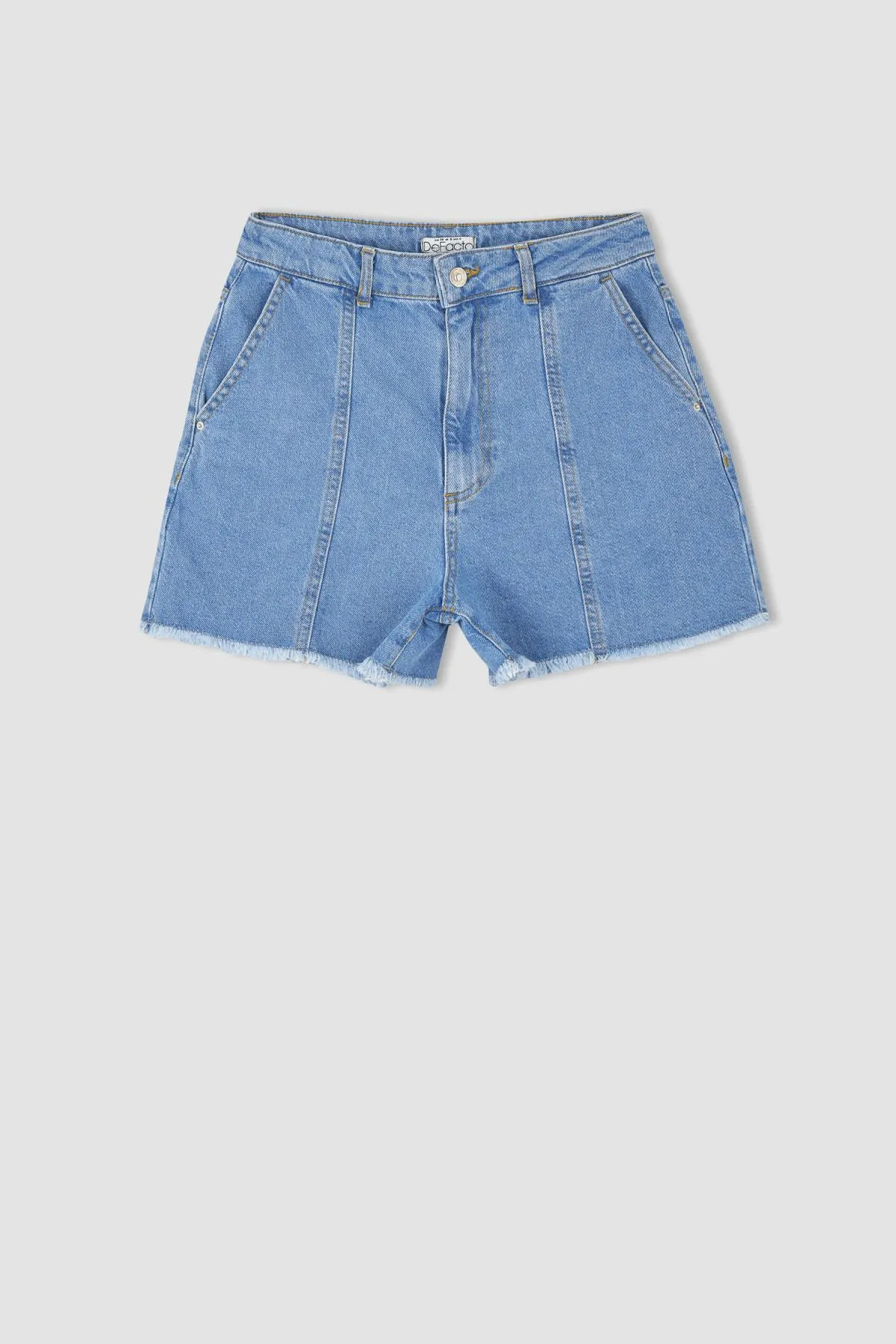 DeFacto  Mom-Fit-Jeans mit hoher Taille und Cut-Toe-Shorts aus 100 % Baumwolle