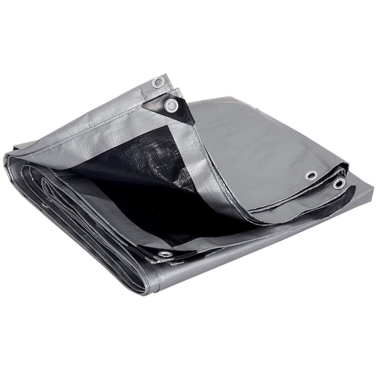 Woltu Pool-Abdeckplane, 280g/m² PE Gewebeplane mit Ösen,wasserdicht grau