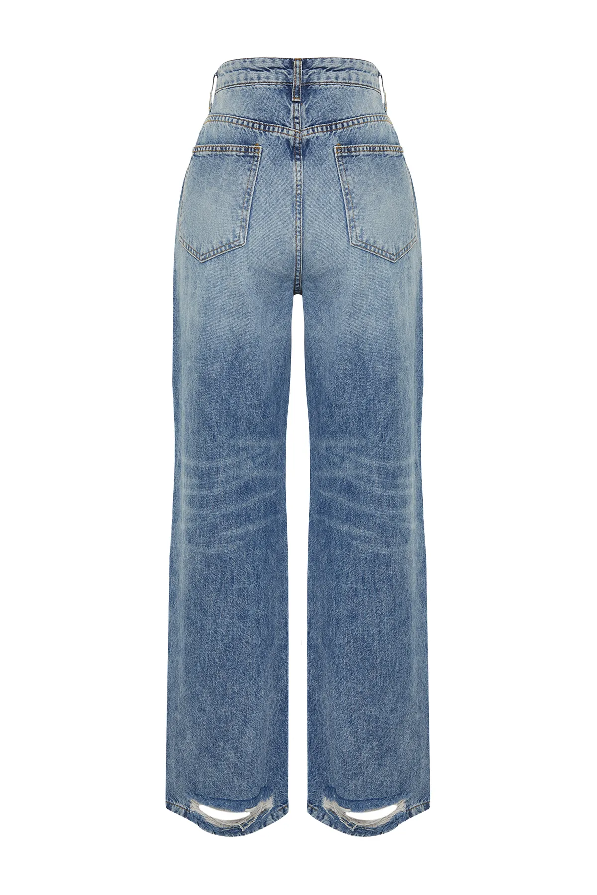 Trendyol Collection  Blaue Low-Waist-Loose-Fit-Jeans TWOSS24JE00173/Blau