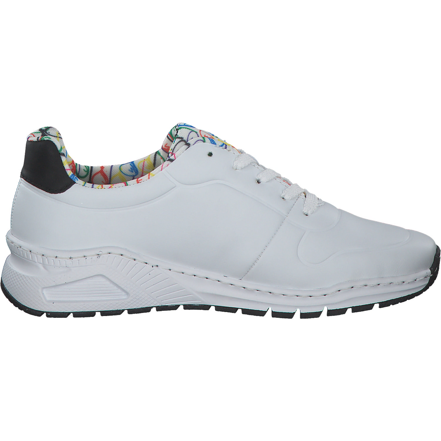 Rieker M4903, Sneakers Low, Damen, weiss/schwarz/weiss-multi
