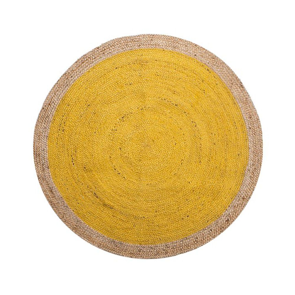 Tapis rond jute bicolore moutarde/naturel