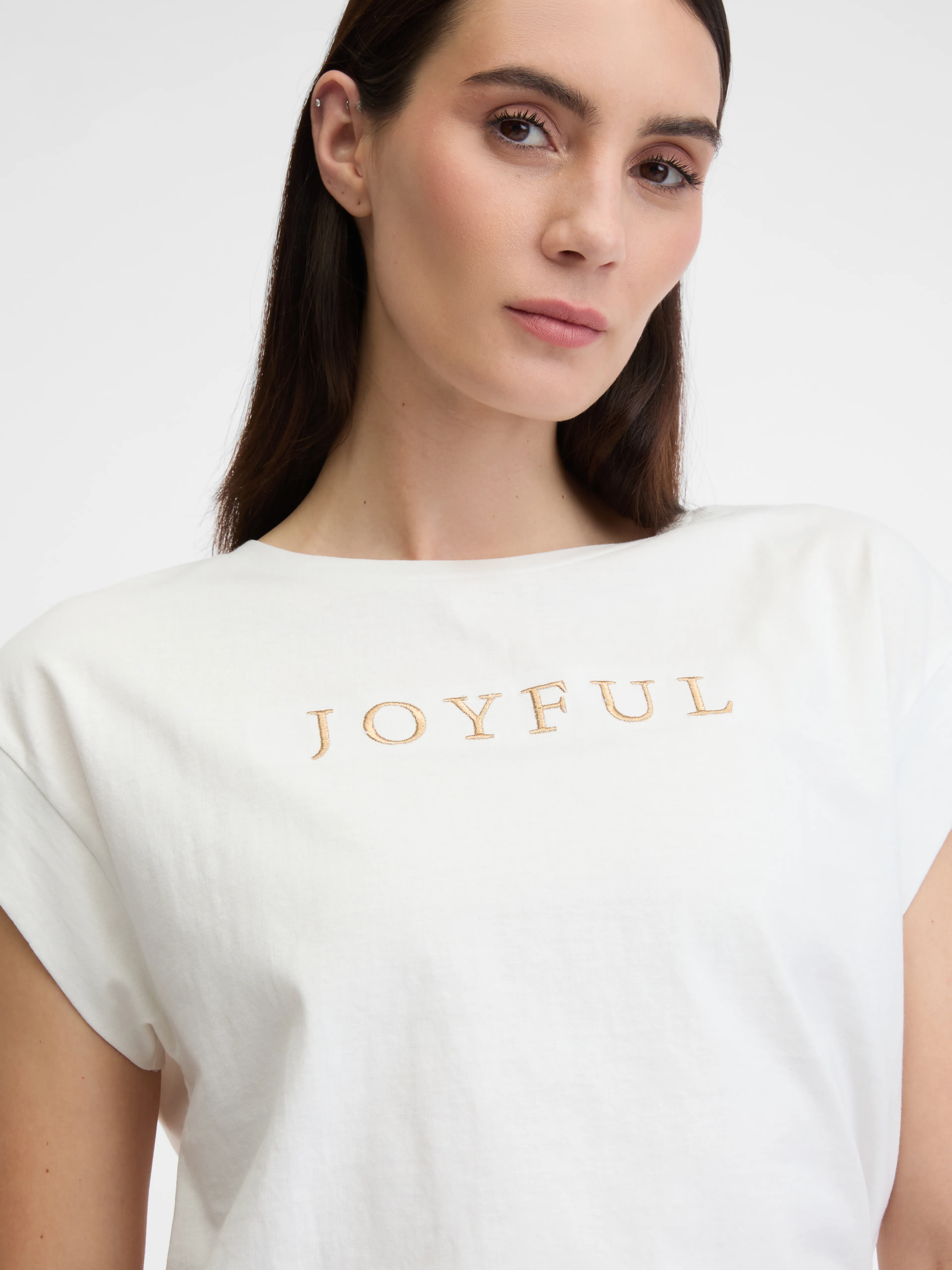 Weißes Damen-T-Shirt mit kurzen Ärmeln ORSAY