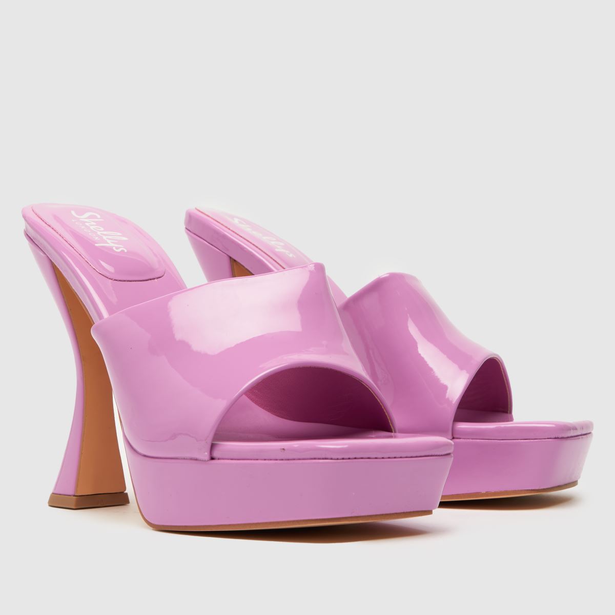 Shellys London – Rosa högklackade muleskor med candy pop-motiv