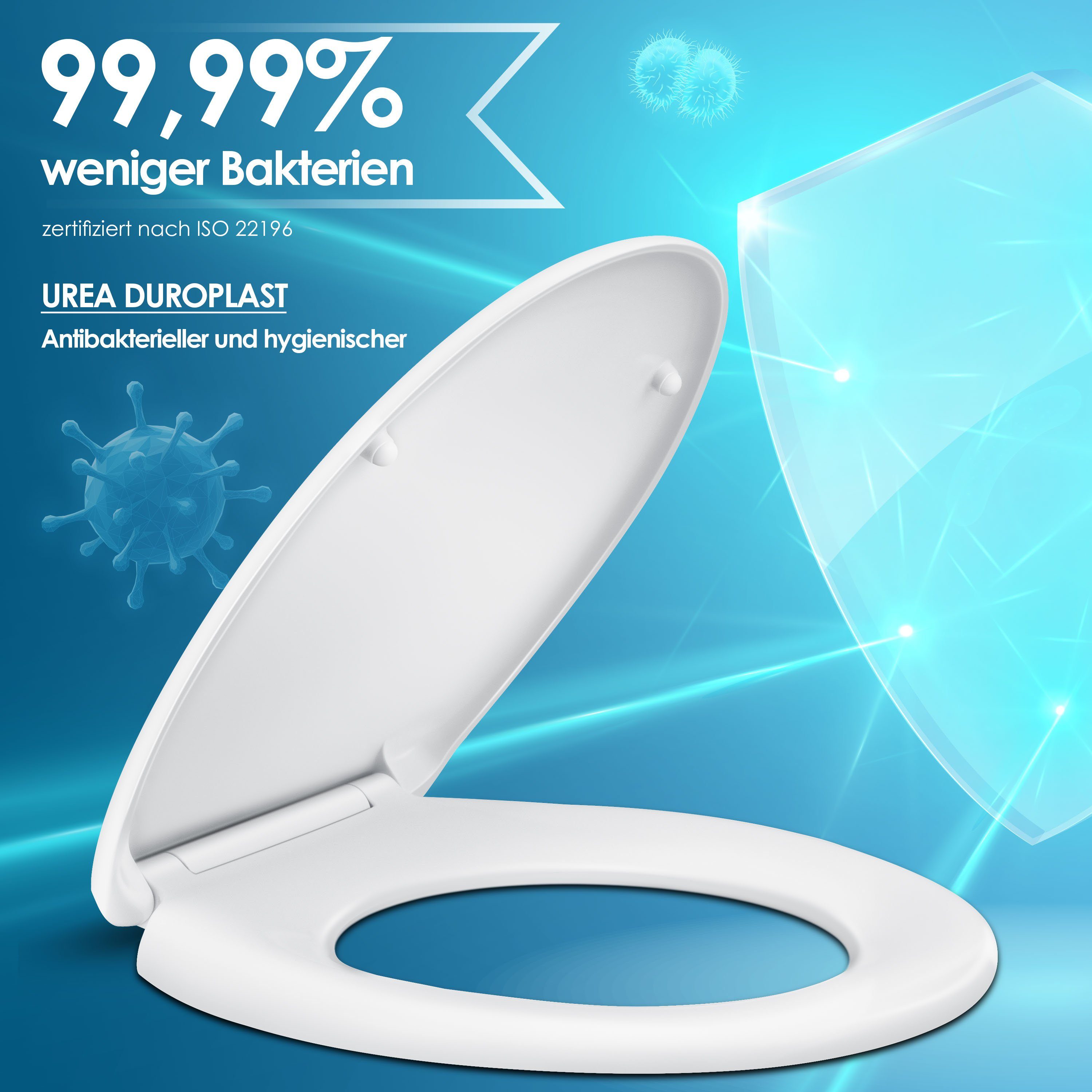 KESSER WC-Sitz, WC Sitz mit Absenkautomatik Toilettendeckel Quick-Release