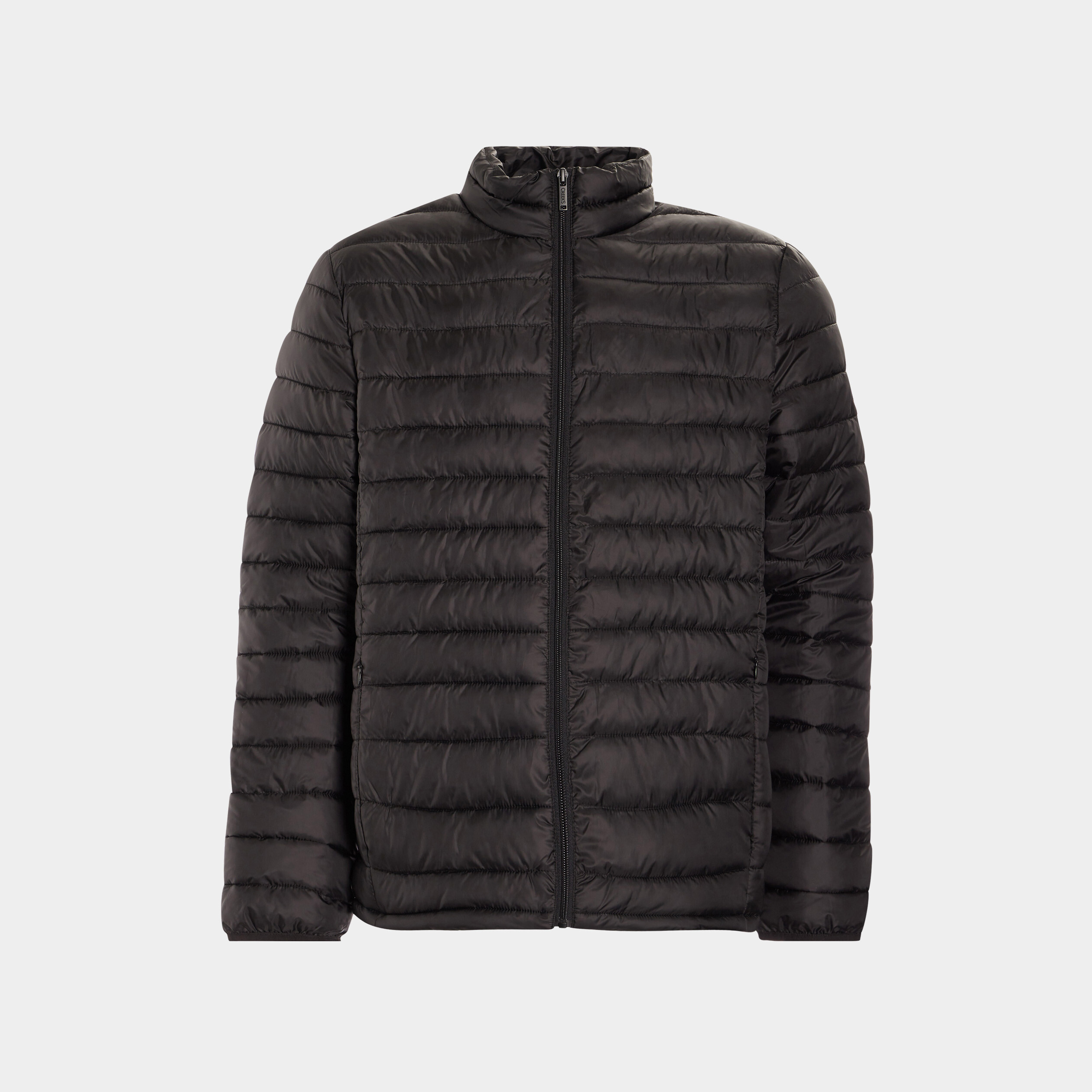 Doudoune droite légère col montant noir homme | La Halle
